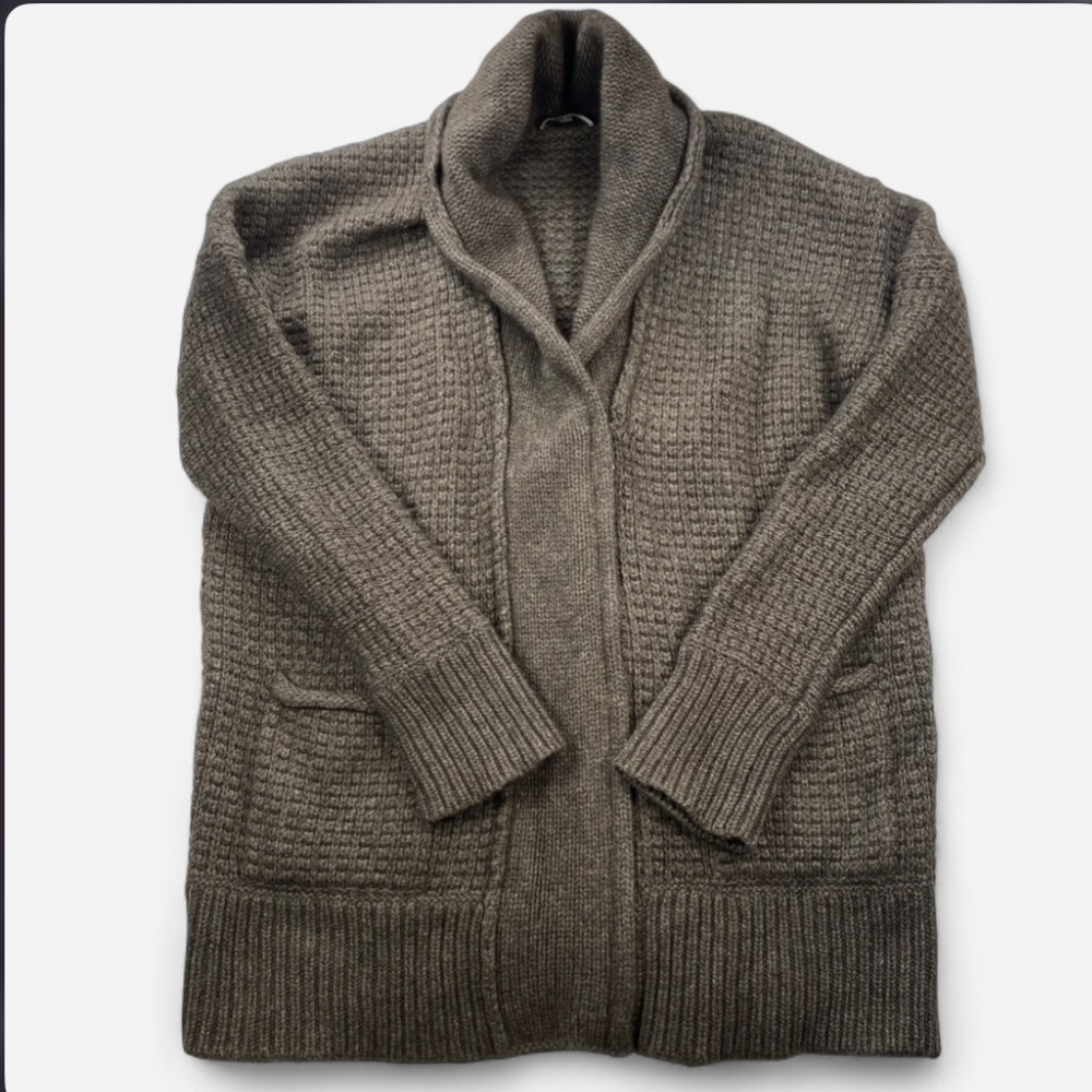 Vince Women’s Chunky Wool and Yak Blend Zippered Cardigan Gray Size Large
